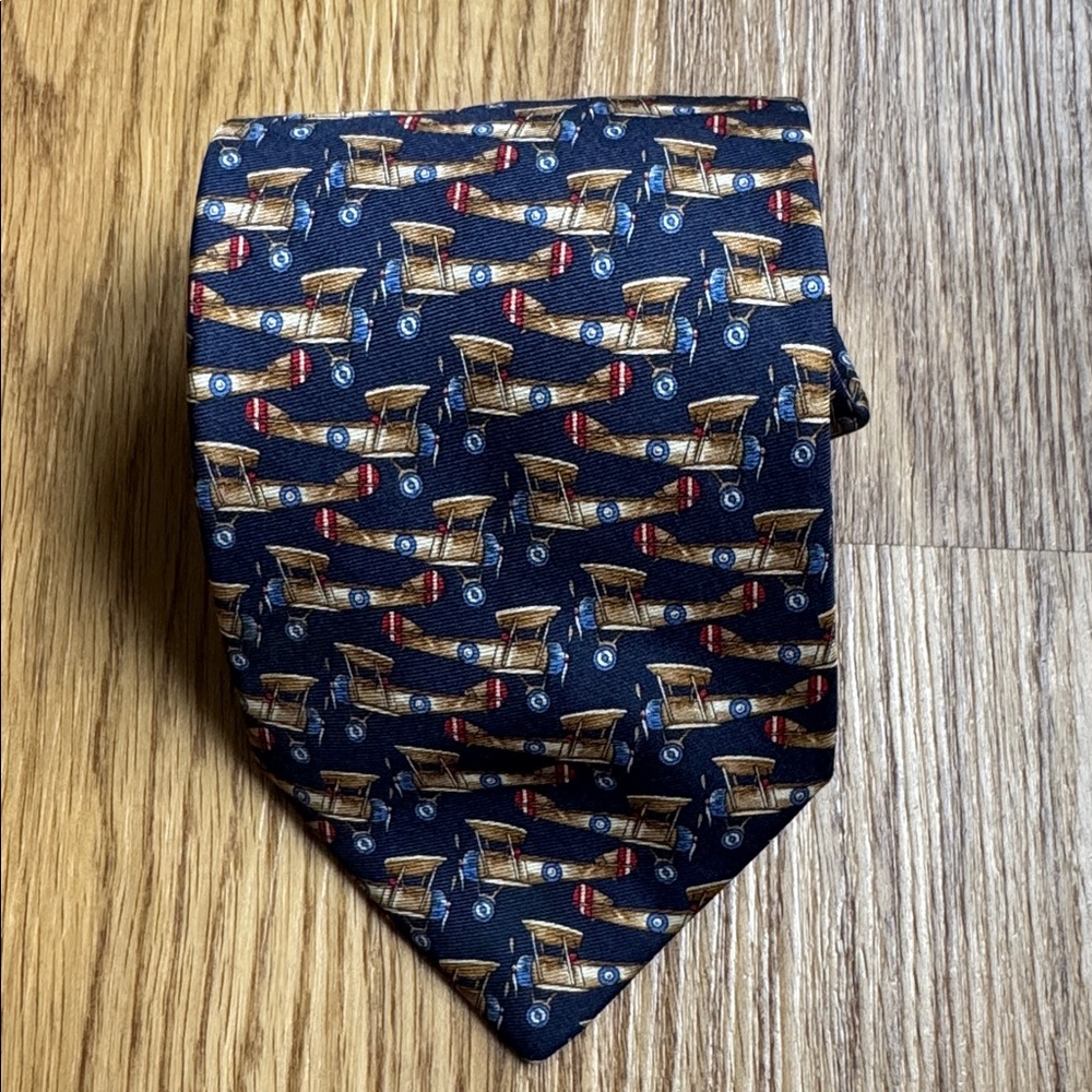 Brooks Brothers Blue and Gold Airplane Silk Tie
